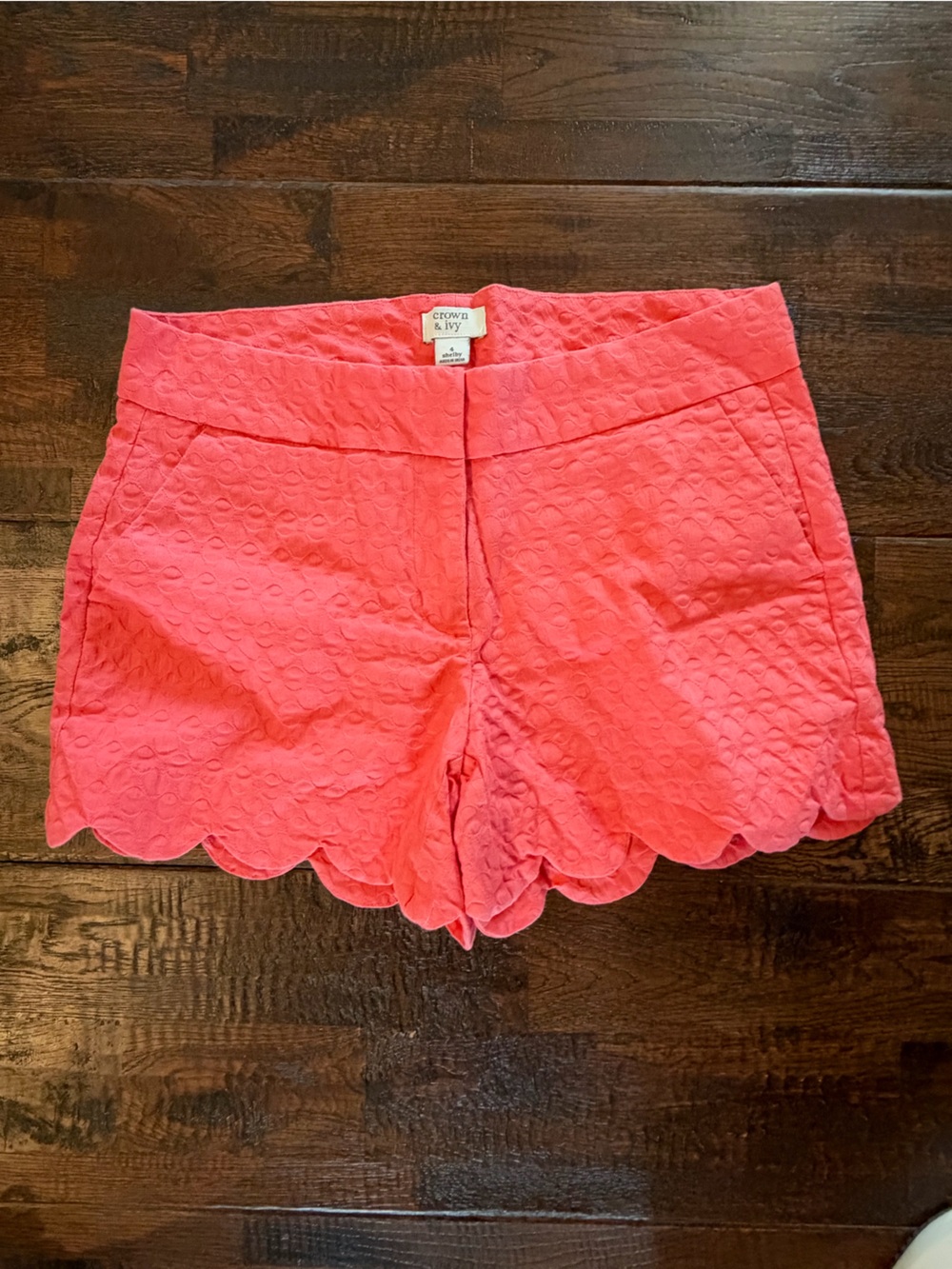 crown & ivy Coral Scalloped Waist Skirt